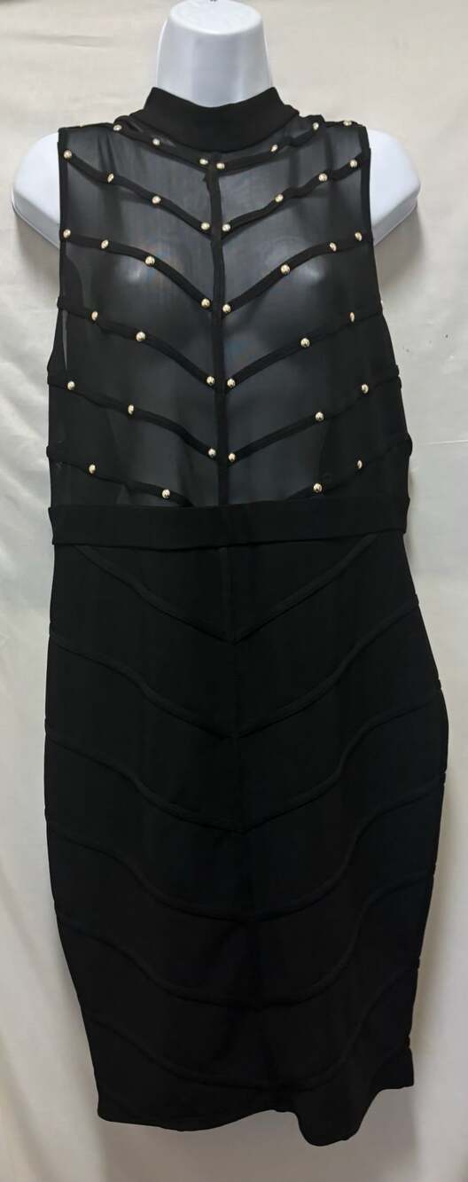Fashion to Figure Black Mesh Studded Body on Dress- Size 1XL